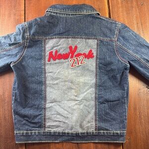 Y2K New York 212 Nesso Womens‎ Blue Jean Denim Jacket Sz Large 90s Grunge